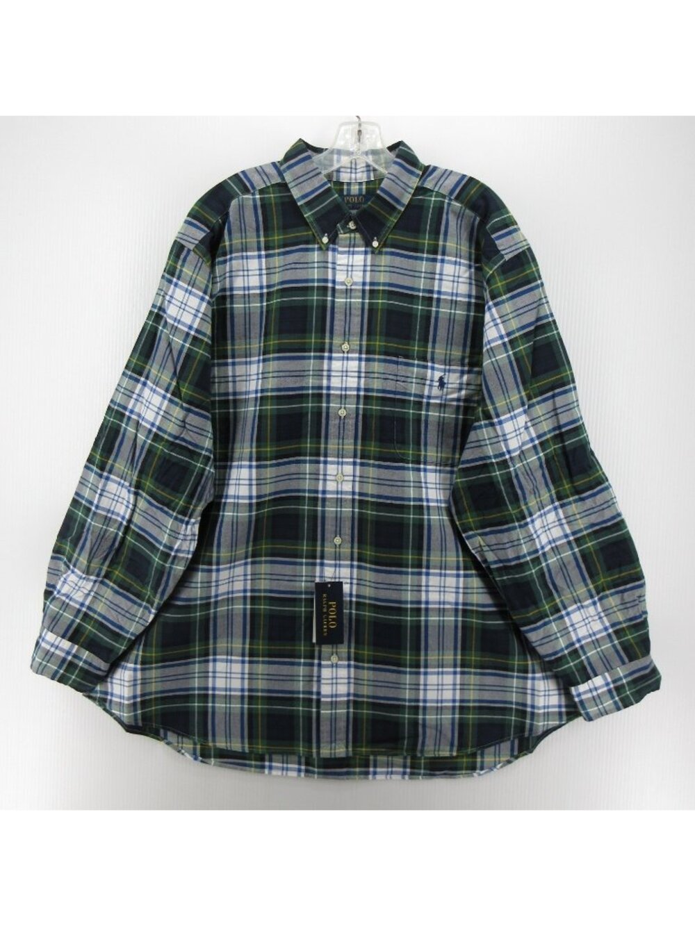 Polo Ralph Lauren Shirt 2XB Big Green Plaid Heritage Woven Pony Preppy